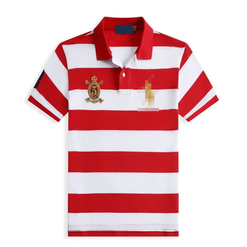 Cross-Border Summer New Men's Short-Sleeved Polo Shirt Fashionable Stripesd Short-Sleeved T-Shirt Men's Lapel Embroidered Malaysian Logo t
