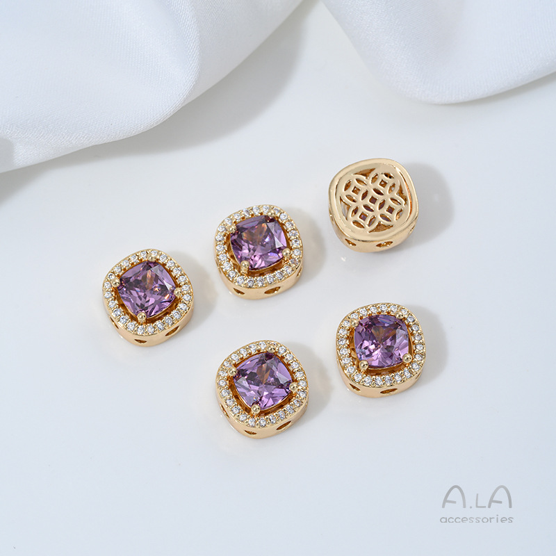 Wholesale 14K Gold-Plated Silver-Plated Zircon Round Water Drop Porous Loose Beads DIY Bracelet Necklace Jewelry Accessories