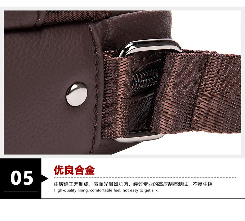 Túi đeo chéo nam da bò thật lớp đầu , túi đeo vai nhỏ gọn đựng vừa iPad 10 inch — Cà phê, Màu đen chi tiết 21