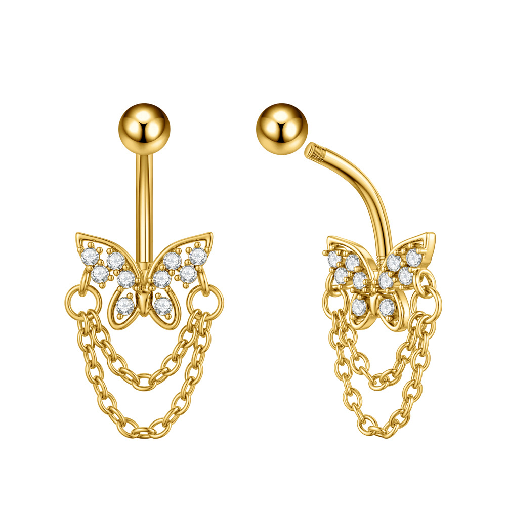 5g Weight Zircon Inlay Material Belly Ring Classification 1 Piece Quantity Casual, Bar Occasion 316 Stainless Steel Material Star, Flower, Butterfly Pattern All Seasons Season Unisex Gender Plating Design Hip-Hop, Simple Style, Cool Style Style 1 Piece 316 Stainless Steel Zircon Belly Rings Star Flower Butterfly Unisex 28