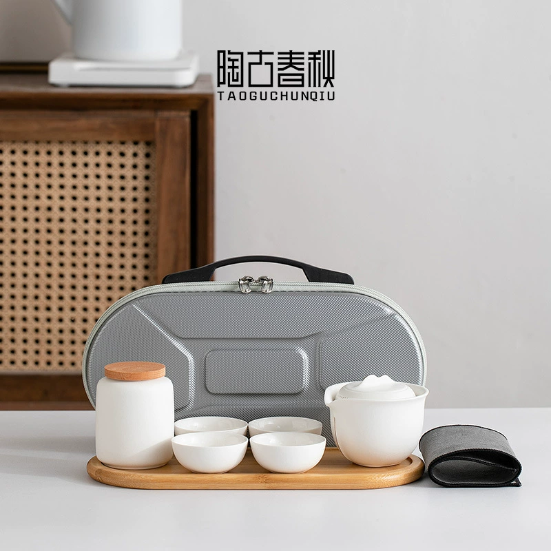 Ceramic handheld tea set for traveling, travel teapot, tea cup