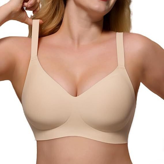Cross-border foreign trade plus-size women's bra with jelly strip soft support, anti-sagging, seamless, breathable, invisible bra