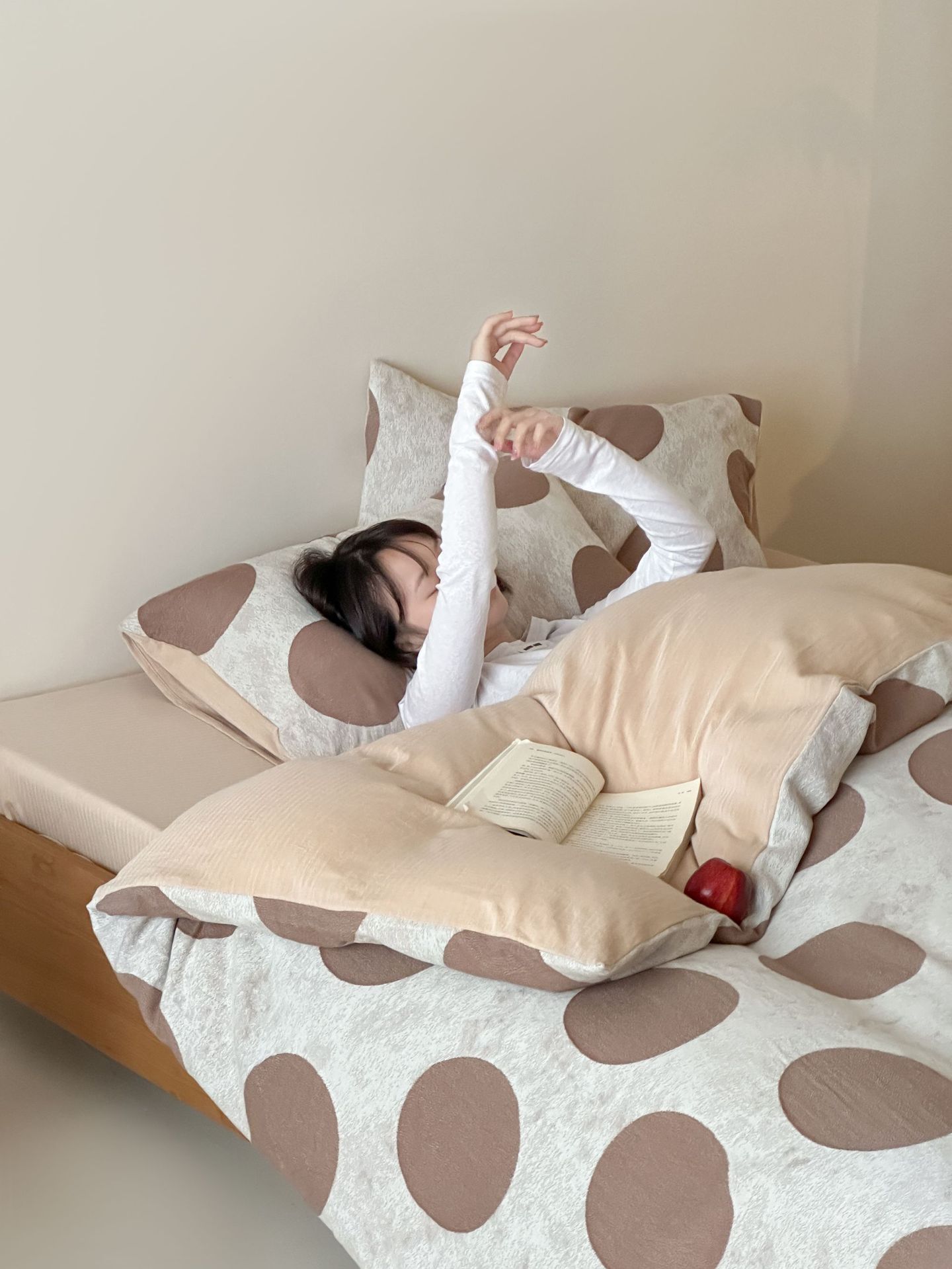 Conjunto de capa de edredão jacquard com bolinhas verde retro_voghion.com