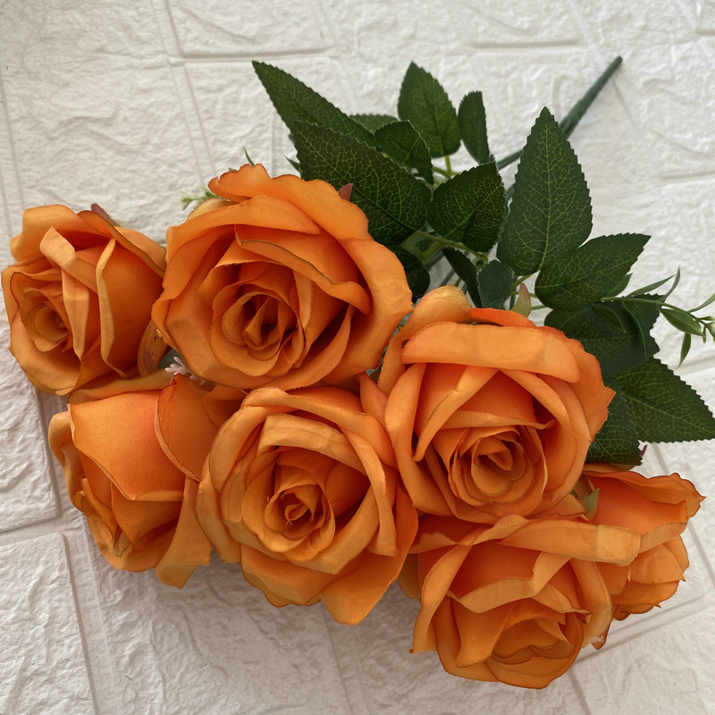 Rosa artificial ramo 7 dulces rosas hogar Decoración flor arreglo Boda boda decoración falsa flor sosteniendo Flor de seda