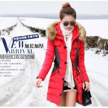 反季外套女大毛领冬棉衣女中长款大码拼色修身显瘦棉服女韩版