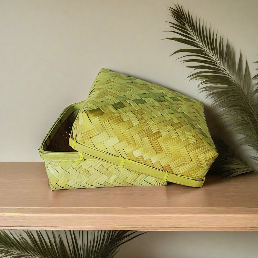Caja de Bambú Tejido con Tapa Hecho a Mano para Empaque de Zongzi y Pasteles de Luna image 4