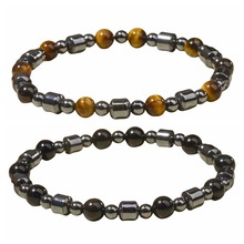 跨境串珠手链孔雀石黑胆石虎眼石火山石虎眼石6/8mm手链男士
