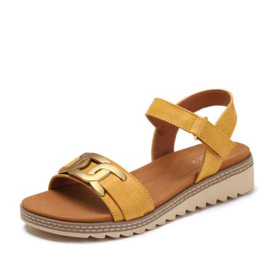 Wedge Roman Sandals Women's Summer New Arrival Southeast Asian Cross-Border Outdoor Casual Metal Simple Platform Beach Sandals