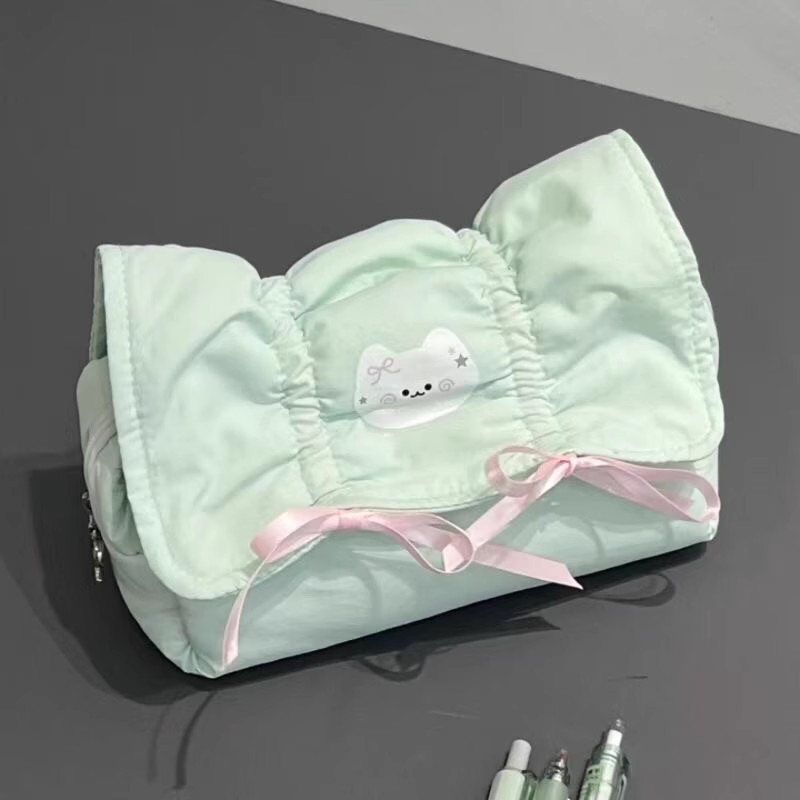 韓国インスタイルプルボウペンバッグミルクふふ高価値大容量学生文具箱収納袋|undefined
