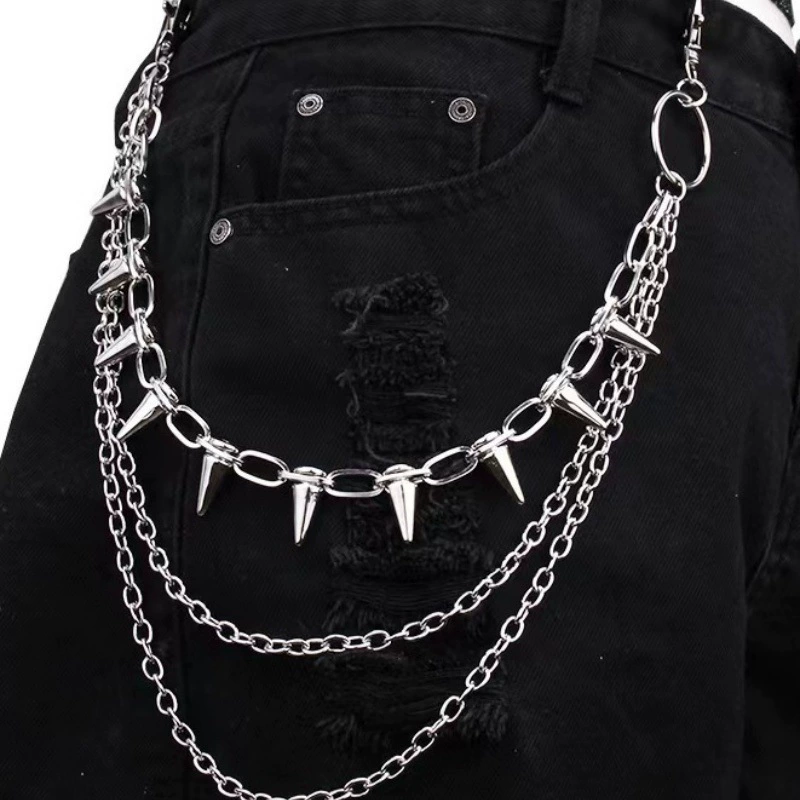 Европейские и американские трансграничные украшения хип-хоп панк-метал заклепки на сцене многослойная цепочка на талии одеваются джинсы аксессуары