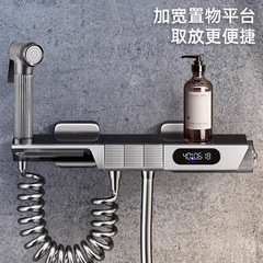 Gray split-type piano-style simple shower head bathroom household topless small apartment constant temperature digital display shower set