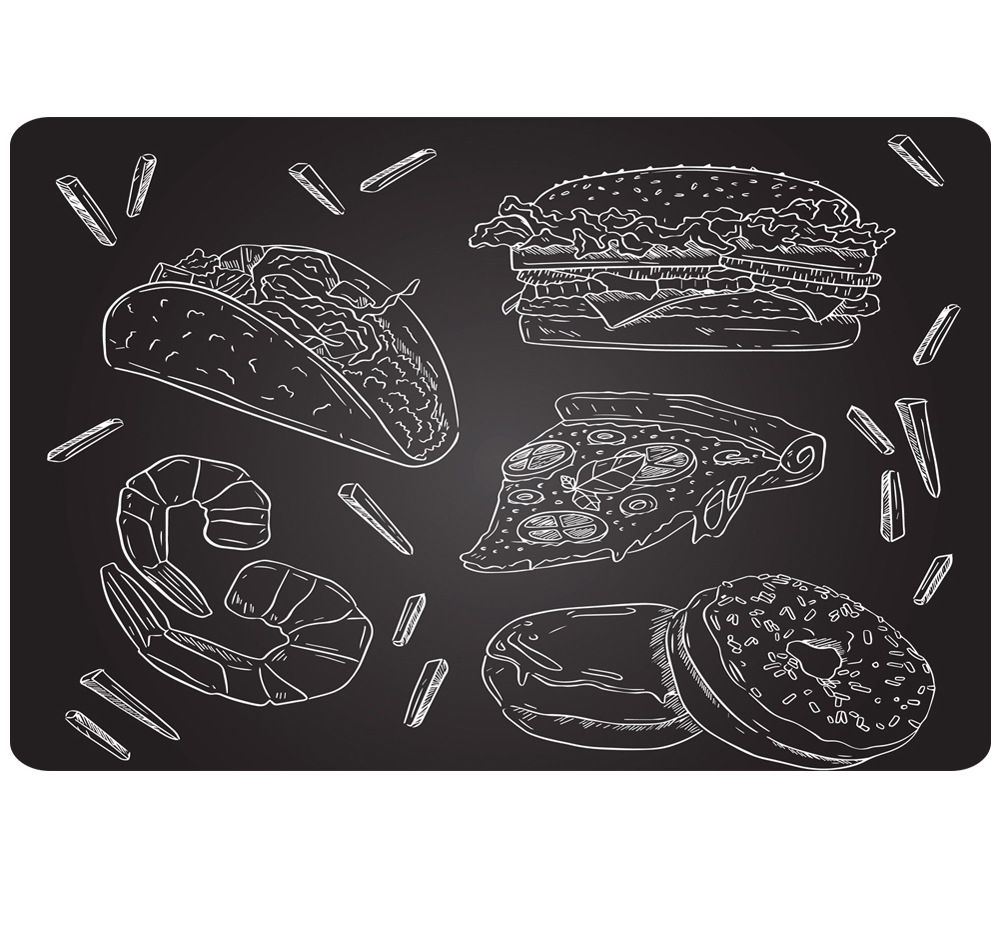 6款粉笔绘快餐食物设计矢量图