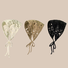 Instagram-famous spring/summer travel handcrafted crochet triangular scarf for women—sweet, cute, and knitted hat with hairband-style headscarf design