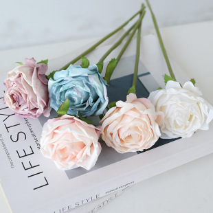 Roasted side burnt side litchi rose flower simulation bouquet fake flower living room table decoration floral ornaments eternal flower wholesale