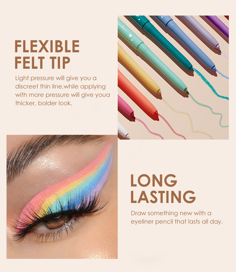 The Langmanni 12-color eyeliner set is not prone to smudging. It is a matte colored eyeliner set undefined