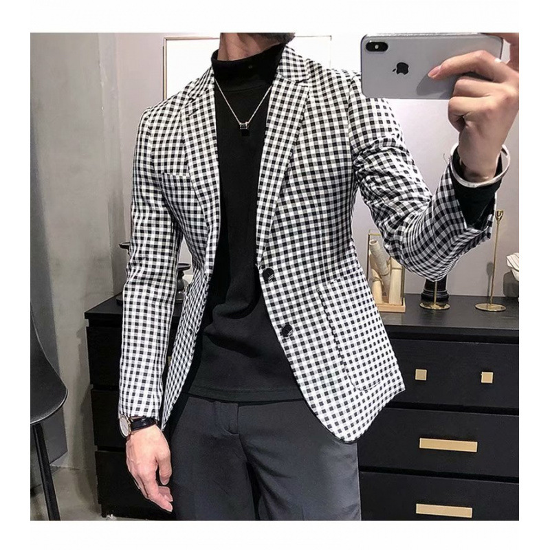 Nuevo comercio exterior transfronterizo primavera y otoño impresión digital reticular hombre traje casual traje casual chaqueta
