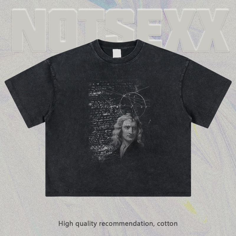 "Salute. Newton "imported digital direct injection heavy weight cotton old boxy loose long sleeve short sleeve men's T-shirt