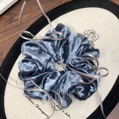 韩版秋冬新款金丝绒大肠发圈芭蕾风黑色细蝴蝶结丝绒大肠圈发绳