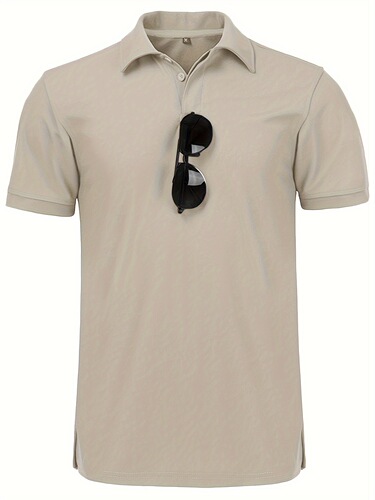 Men's Short Sleeve Lapel Collar Golf T-Shirt In Solid Color