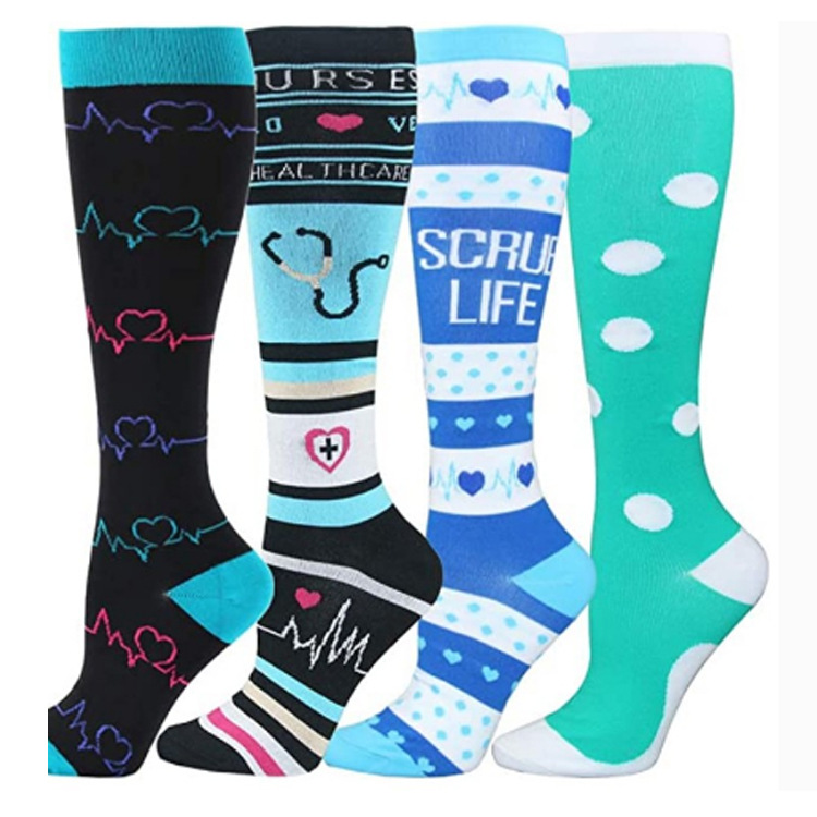 Calcetines de compresión de traje de color mixto exclusivo transfronterizo Calcetines deportivos de comercio exterior Calcetines de becerro Calcetines de compresión deportiva Hombres y mujeres Al por mayor