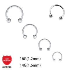 G23 titanium F136 inner tooth round ball nose ornaments horseshoe rod nose ring nose stud earrings ear studs body piercing jewelry