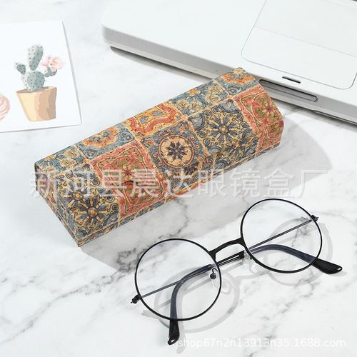 Business Retro Spray Sun Vintage Leather Fashion Wood Grain LOGO Student Sunglasses Box Storage