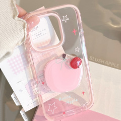 旋转粉苹果手机壳适用iPhone16promax小清新14透明13硅胶11立体17