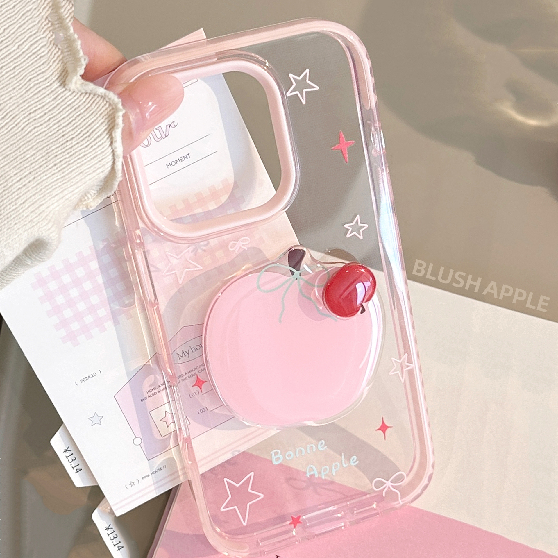 Polvo rotatorio Apple Case para iPhone16promax pequeño fresco 14 transparente 13 silicona 11 estereoscópica 17
