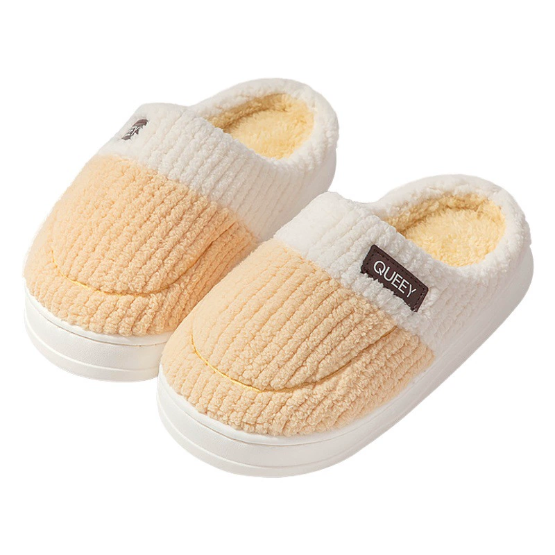 Новые женские хлопковые тапочки 2025 года, зимние домашние нескользящие тапочки на толстой подошве для беременных, теплые шерстяные хлопковые тапочки для женщин.