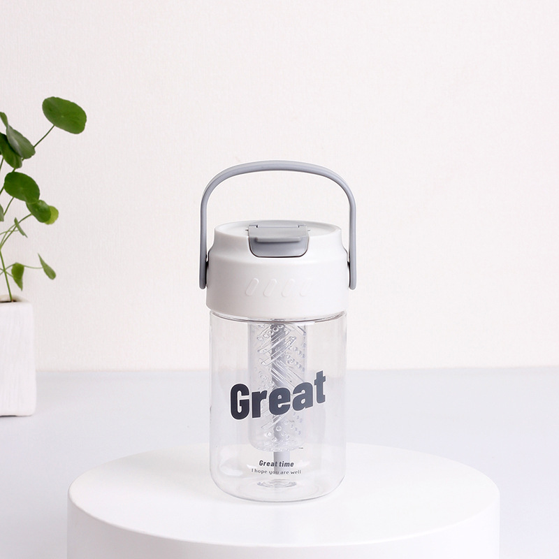 Taza de agua de plástico flor taza de té con almacén de té Estudiante DE ALTO aspecto en línea rojo ins portátil taza de paja taza