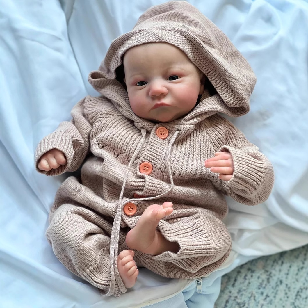 Npk49cm simulación bebé reborn muñeca Levi despierto tiro real hecho a mano 3D piel