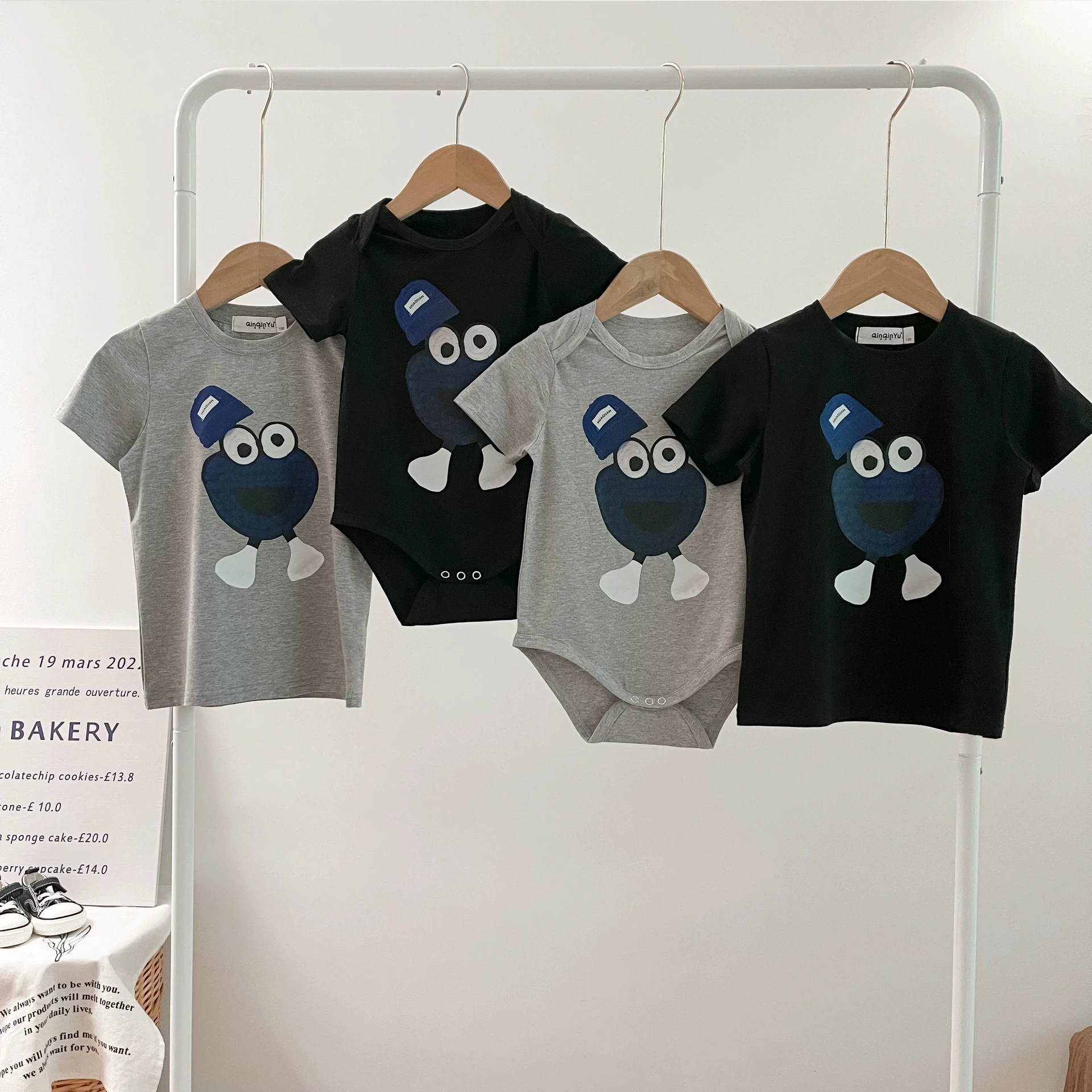Список в стиле Net Red Фри Street Big Eye Frog Parent - детская летняя семейная футболка для мамы и дочери