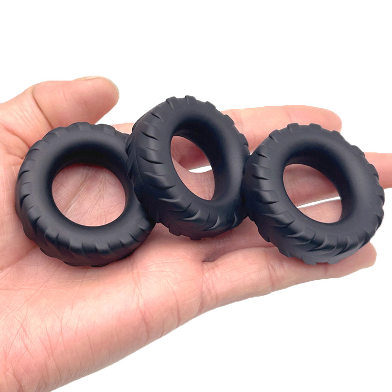 Men’s Liquid Silicone Bead Lock Delay Ring, Manual Control, Black — detail image 1