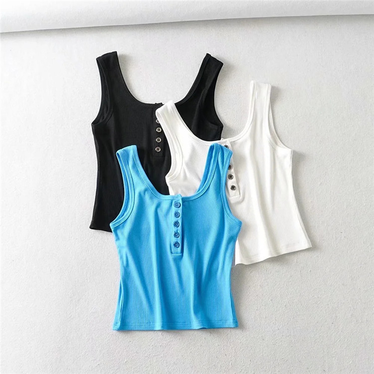 casual simple solid color elastic vest  NSLD39877