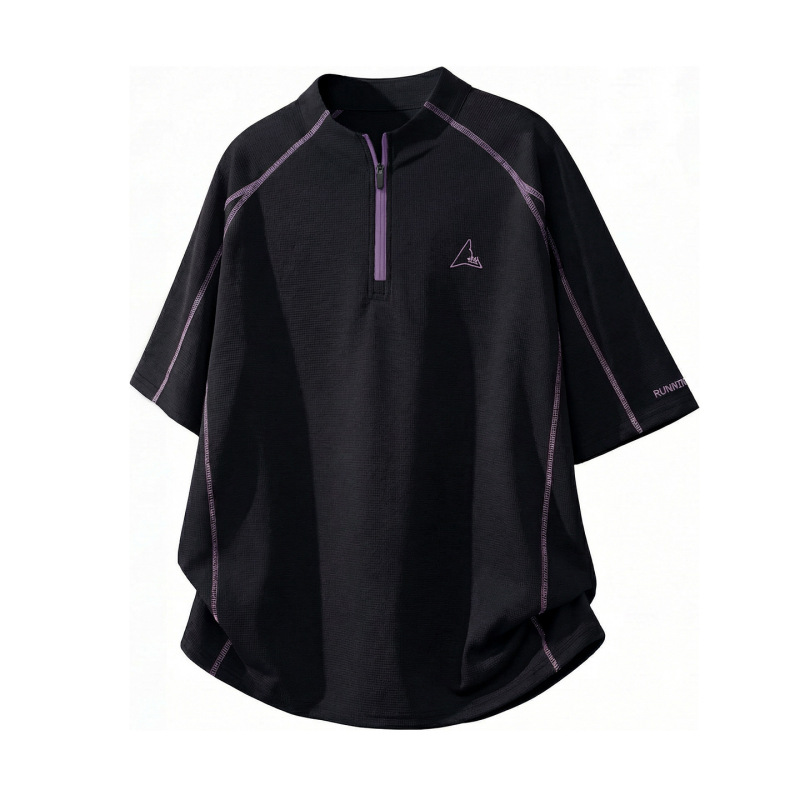 Nasa Half-Zip Raglan Sports Short-Sleeved T-Shirt Men's Summer Thin Loose Quick-Drying Cool-Feeling Half-Sleeved Top Nasa Half-Zip Raglan Sports Short-Sleeved T-Shirt Men's Summer Thin Loose Quick-Drying Cool-Feeling Half-Sleeved Top