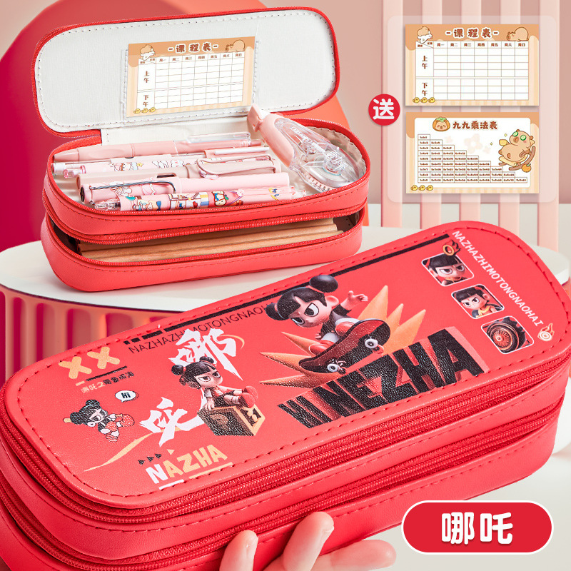 Double-layer capacious high quality cartoon children's pencil case for elementary school students
