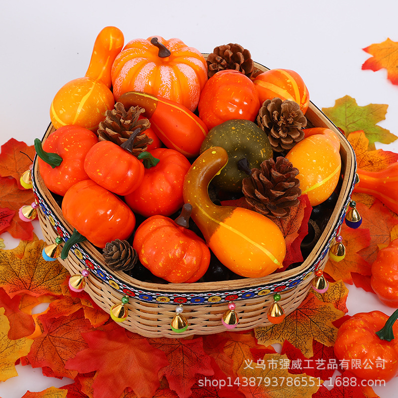 仿真南瓜套装 金秋南瓜50PCS万圣节感恩节装饰南瓜道跨境电商热卖