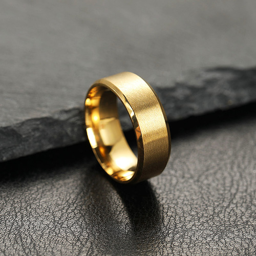 European and American cross-border stainless steel ring for men 8MM fashion simple matte wide face titanium steel jewelry factory wholesale