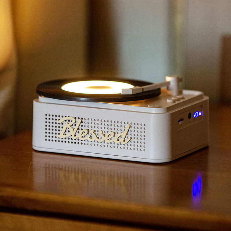 リトルラッキーワイヤレス Bluetooth スピーカービニールレコードレトロオーディオ暖かい夜の光ホームクリエイティブな雰囲気のスピーカー|undefined