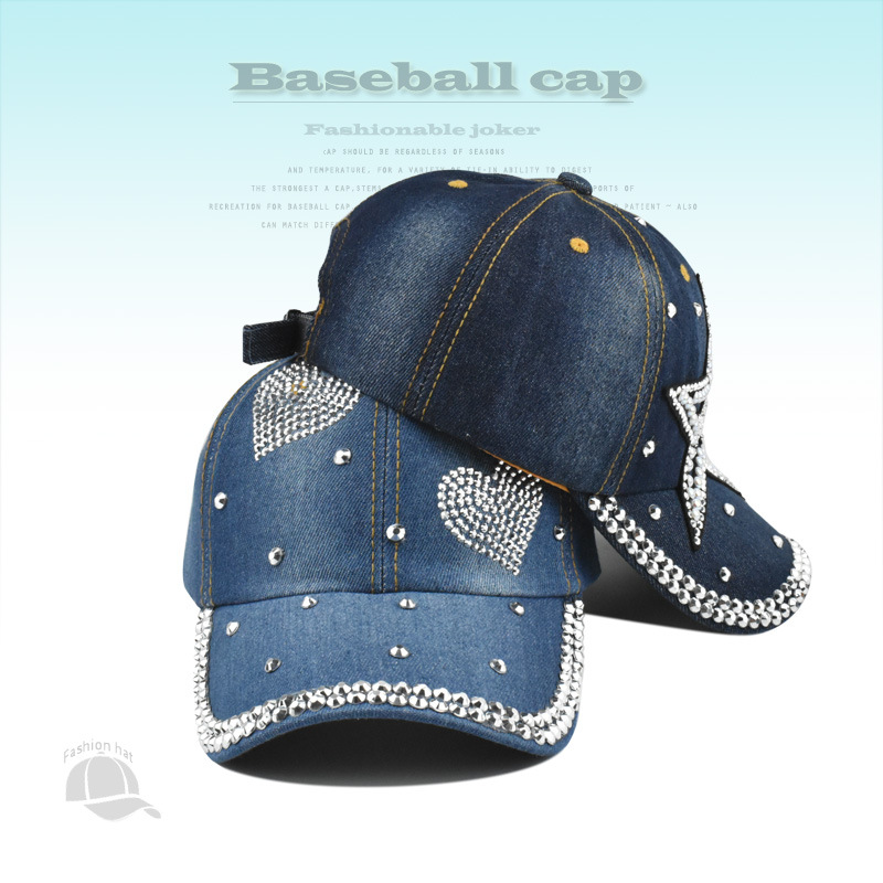 Women's Lady Simple Style Star Rhinestone Curved Eaves Baseball Cap display picture 1