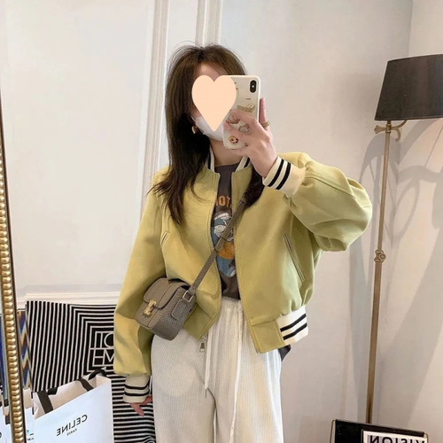 Women's Spring and Autumn Short-Sleeve Baseball Jacket, 2025 New Fashion, Versatile Casual Sport Open Jacket