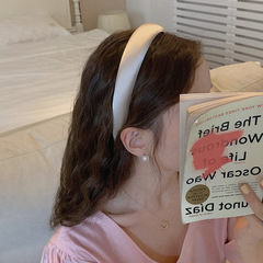 French elegant temperament, simple satin texture, solid color sponge headband, French retro fabric pressure headband