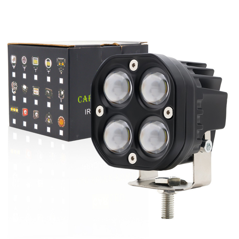 Luz de trabajo LED de automóvil amarillo y blanco luz auxiliar de doble luz 4 perlas 40W motocicleta vehículo todoterreno reforma proyecto de luz image 7