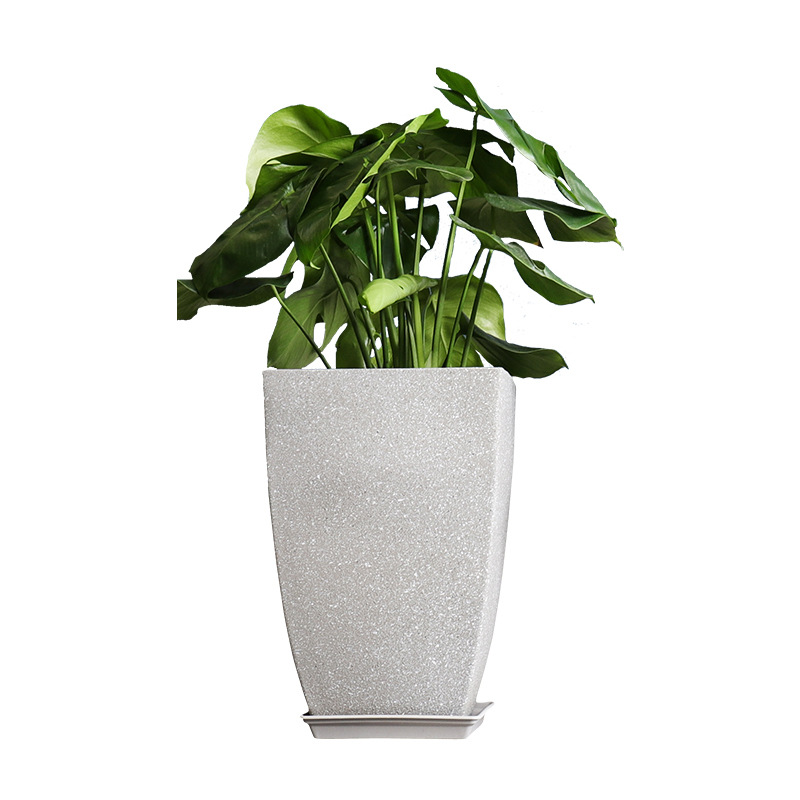 Fábrica de pelo lacio imitación cemento esmerilado textura decoración del hogar paraíso pájaro boca cuadrada resina engrosada gran maceta transfronteriza