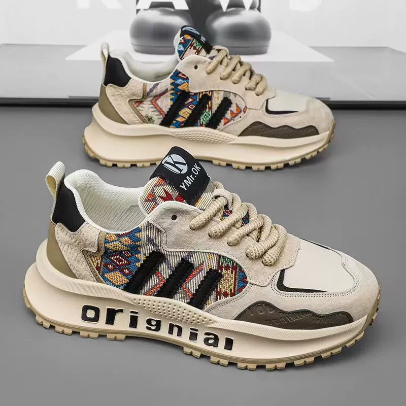 Мужские европейские кроссовки 2025 года, новые зимние, универсальные, на толстой подошве, повседневные, молодежные, для бега, в стиле Форреста Гампа, спортивные, модные, для папы.