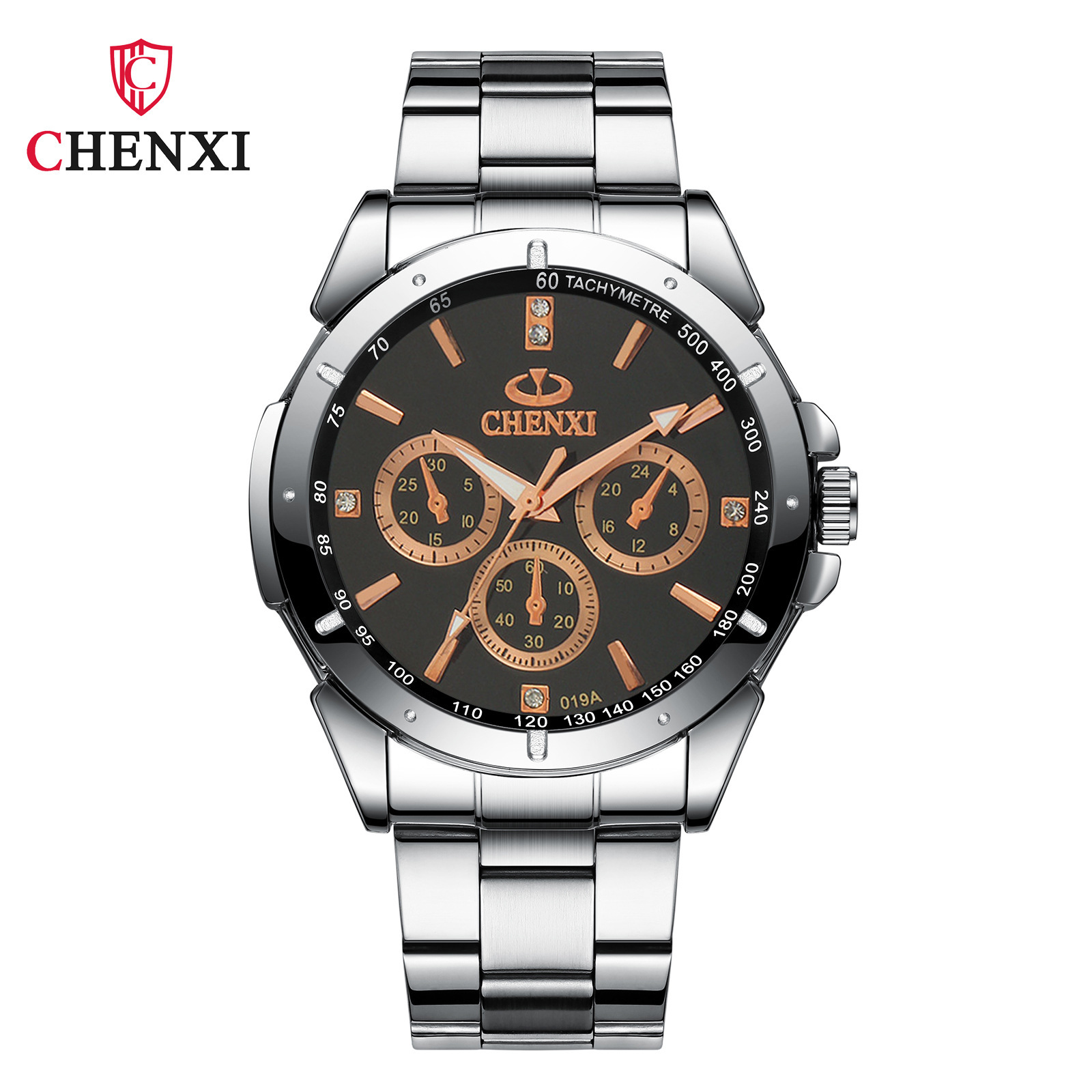 CHENGXI Chenxi 019A pareja moda ronda reloj de cuarzo impermeable creativo correa de acero moda casual Reloj de pulsera