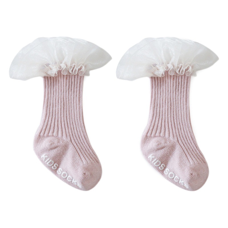 21 Primavera y otoño nuevo bebé Calcetines de encaje princesa coreana Calcetines antideslizantes dispensar calcetines de niño de algodón peinado calcetines de niñas
