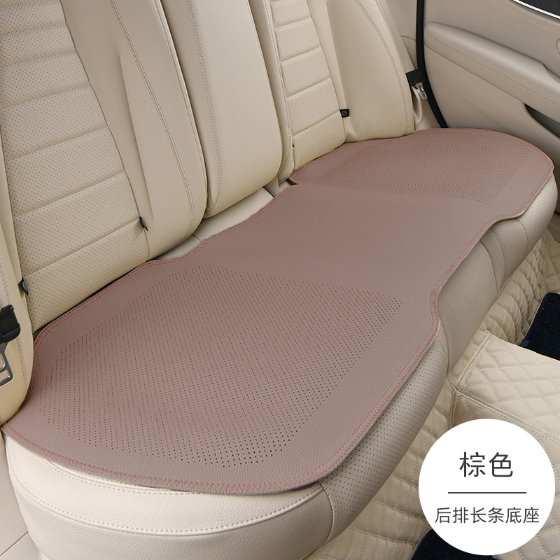 Seat Cushion Car, Universal Seat cushion, seat cover - chestnut-brown-rear-row-long-base-full-hole-lychee-leather