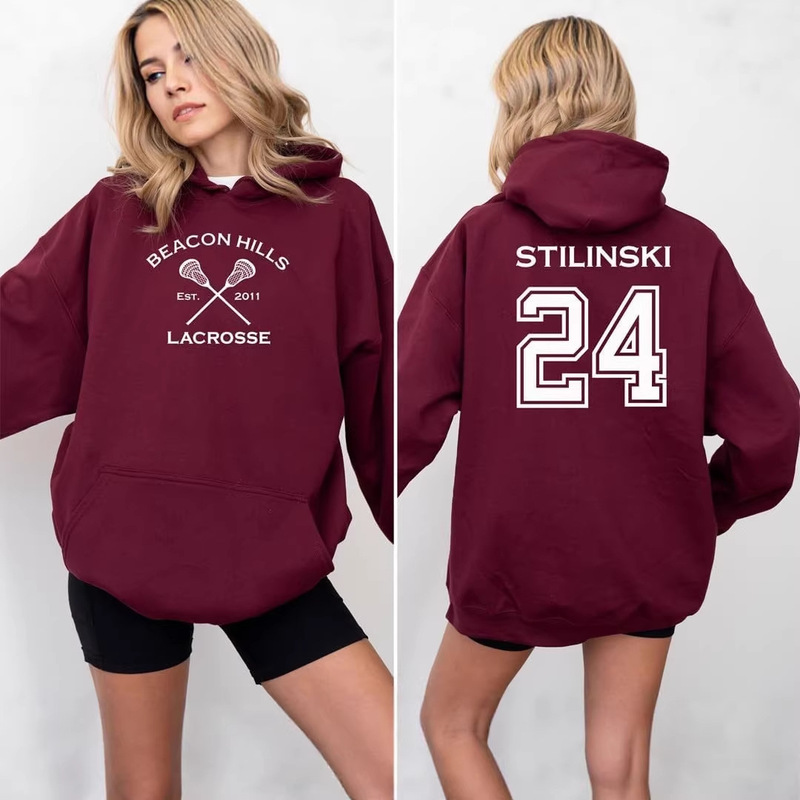 Retro Sports Style Beacon Hills Lacrosse Printed Sweatshirt Couple's Trendy Casual Pullover Retro Sports Style Beacon Hills Lacrosse Printed Sweatshirt Couple's Trendy Casual Pullover