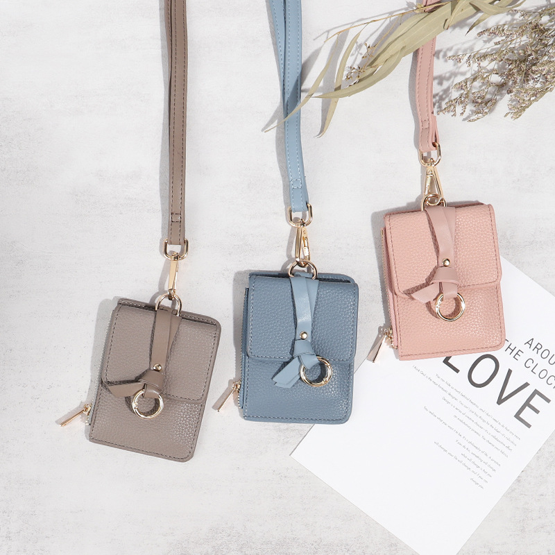 Cuello halter Mini Card Bag Funda protectora para permiso de trabajo Funda para llaves multifuncional Tarjeta de autobús para estudiantes Tarjeta de comida Paquete pequeño Liquidación